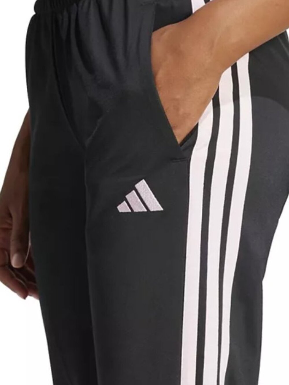 Adidas Womens Tricot 3-Stripes Track Pants Black & Clear Pink !